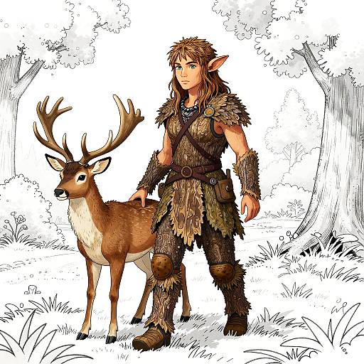 Forest Dryad with Stag Guardian
