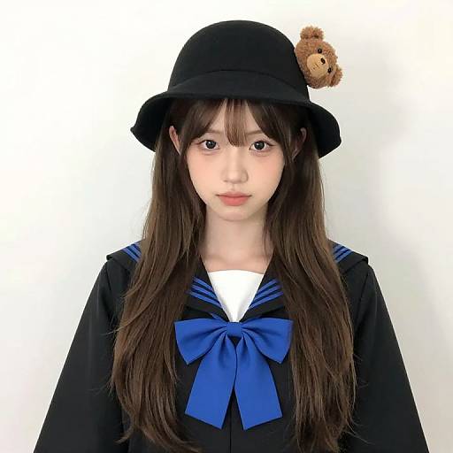 Girl in Black Hat and Robe