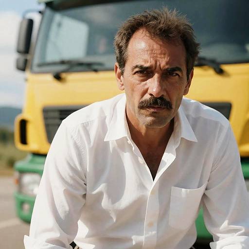 Intense Middle-Aged Man in Casual Attire