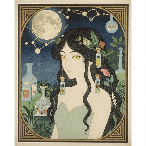 Ukiyo-e Art Deco Botanical Alchemist