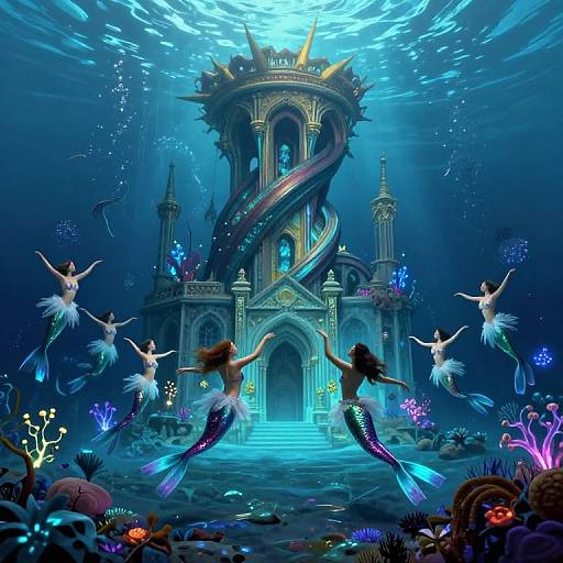 Surreal Underwater Mermaid Ballet