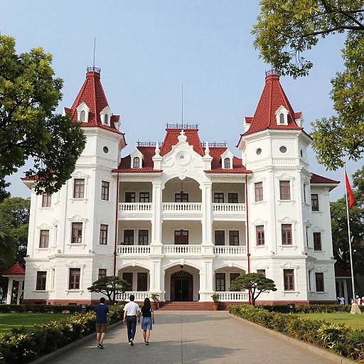Grand Traditional White Building with Towers