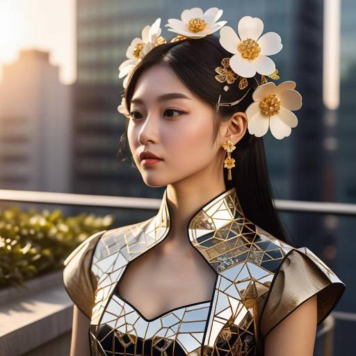 Elegant Asian Girl in Rooftop Garden Elegant Asian Girl in Rooftop Garden