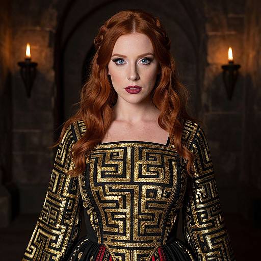 Dramatic Portrait of Woman in Labyrinth Dress