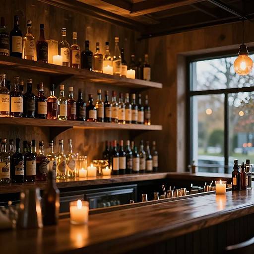 Cozy Amber-Lit Rustic Bar Scene
