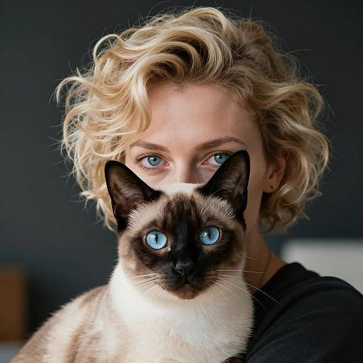 Woman and Cat in Intimate Eye Contact