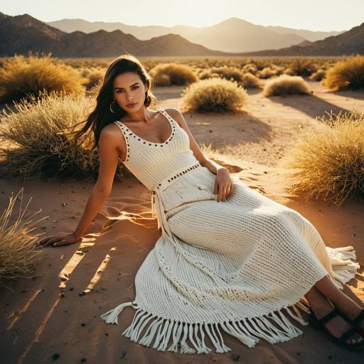 Fashion Model Reclining in Desert