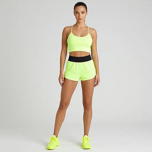 Sporty Chic Woman in Neon Green Outfit