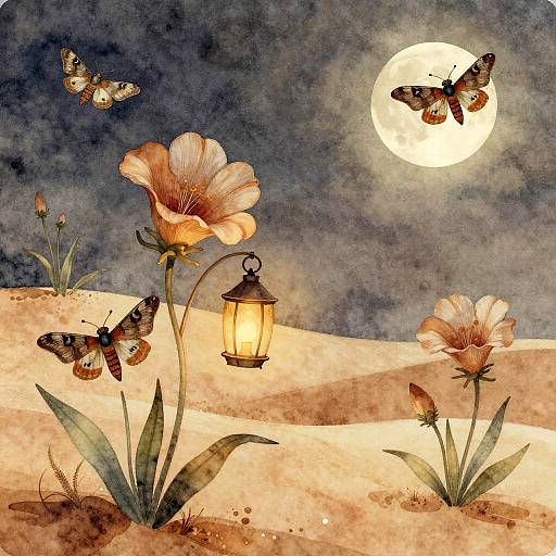 Ethereal Nocturnal Desert Blooms Wallpaper