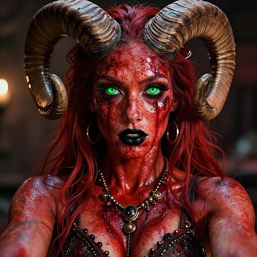 Cinematic Red Skinned Horned Portrait