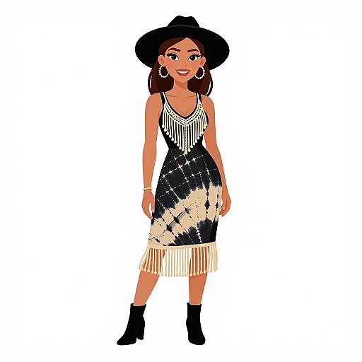 Bohemian Woman in Fringe Dress
