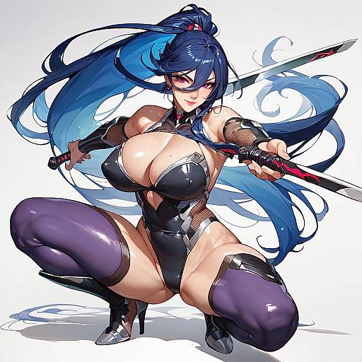 Anime Female Warrior with Dual Swords