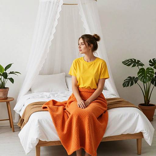 Cozy Bedroom Portrait with Plants