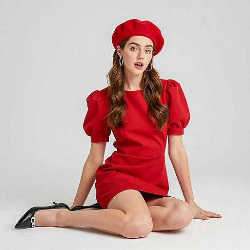 Elegant Woman in Red Dress Portrait