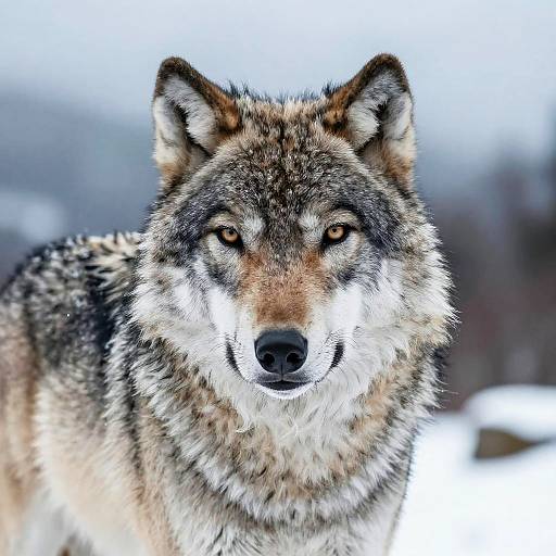 Majestic Silver Wolf in Snowy Mountains