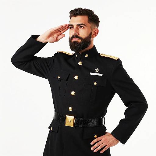 Handsome Bearded Man in Military Uniform