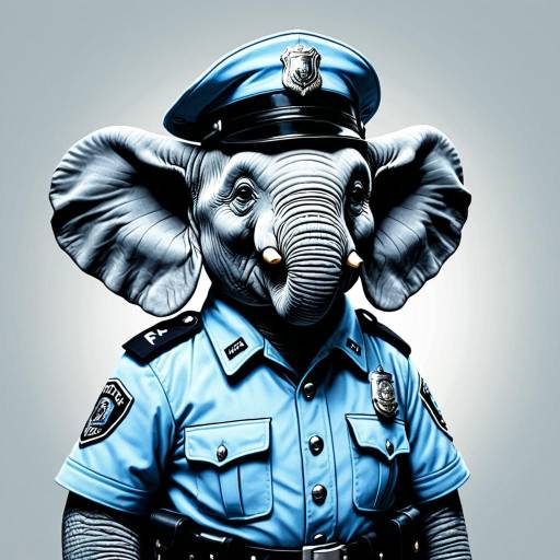 Elephant in Police Uniform Cartoon
