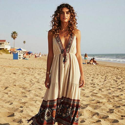 Bohemian Curly Fringe Beach Style