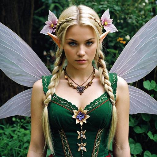 Blonde Woman in Fairy Elf Costume with Wings