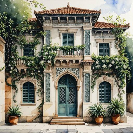 Indo-Portuguese Façade with Jasmine Vines