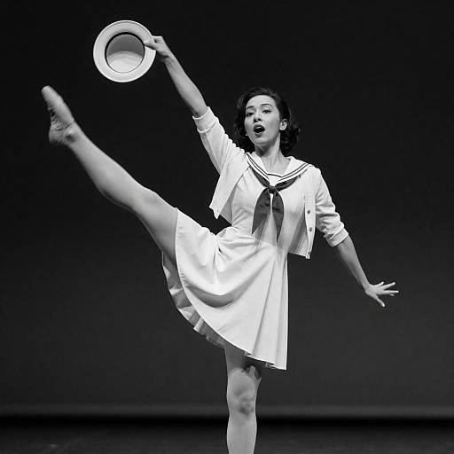 Dynamic Dance Pose in Black-and-White