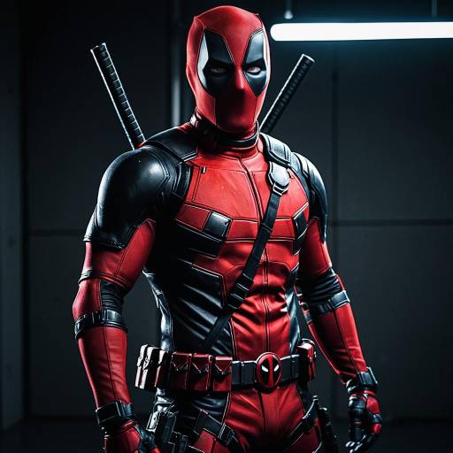Deadpool Cosplay Costume in Dramatic Lighting