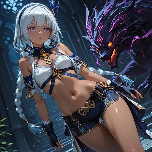 Illustration of Mualani (genshin impact), genshin impact in the style of U-non (annon'an)