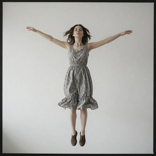 Floating Woman in Grungy White Background