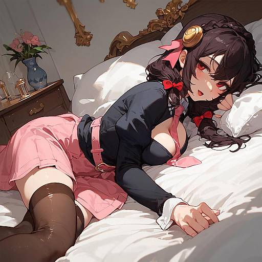 Anime Girl Reclining on Bed