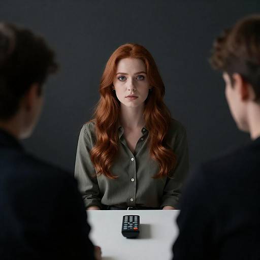 Intense Gaze in Dimly Lit Room