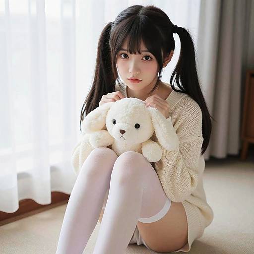 Photorealistic Girl with Stuffed Toy