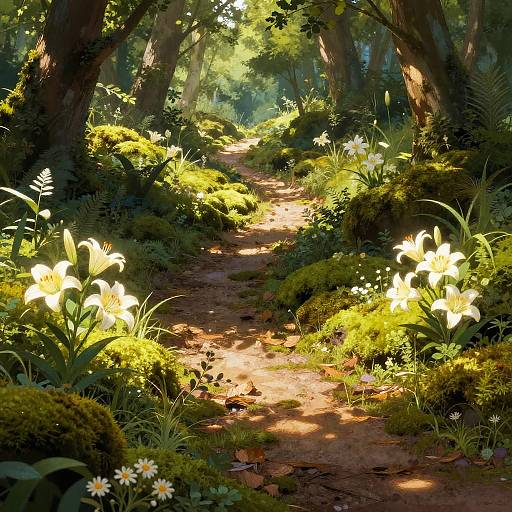 Dreamy Forest Path Illustration