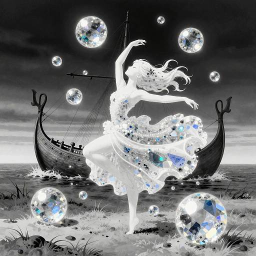 Dreamy Dancer Among Crystal Orbs