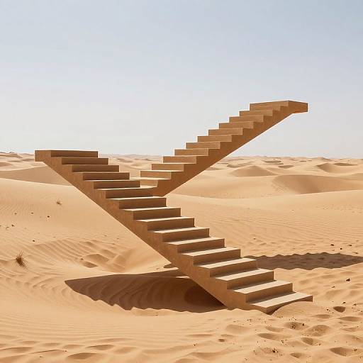 Surreal Desert of Floating Staircases