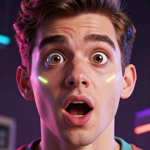 Mr Beast Shocked Neon Digital Art