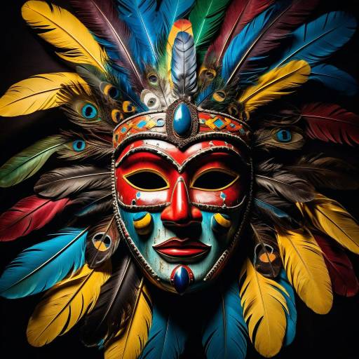 Ethereal Ancient Mask with Feathers Ethereal Ancient Mask with Feathers