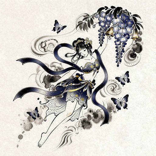 Neo-Traditional Butterfly Maiden Tattoo