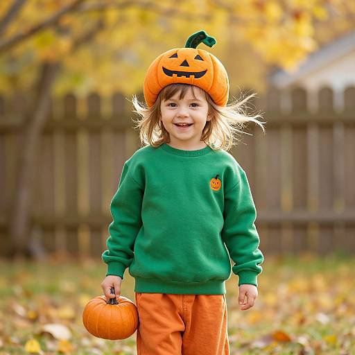 Cheerful Child in Autumn Setting