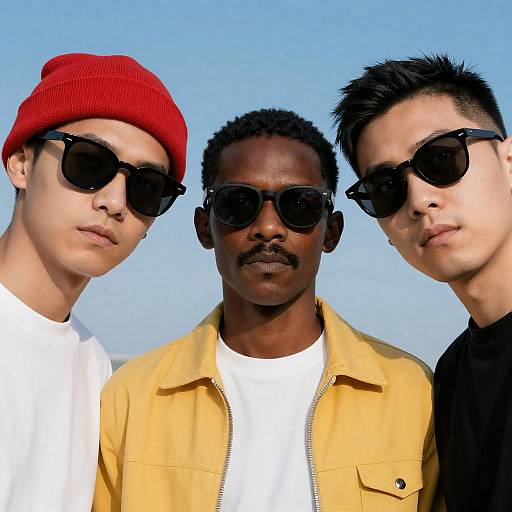 Intense Expressions Under Blue Sky