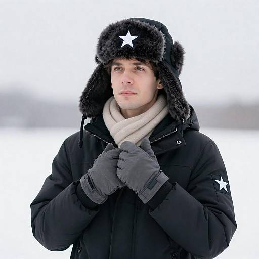 Man in Black Fur Hat Portrait