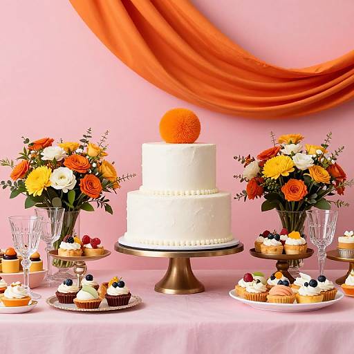 Vibrant Tiered Cake Dessert Table