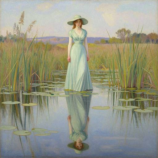 Woman in Serene Swamp Landscape