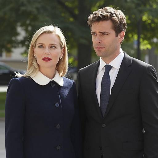 Professional Couple Standing Outdoors