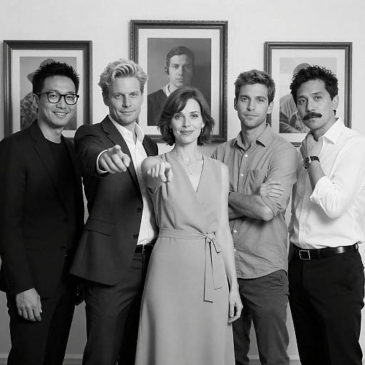 Dynamic Black-and-White Group Portrait