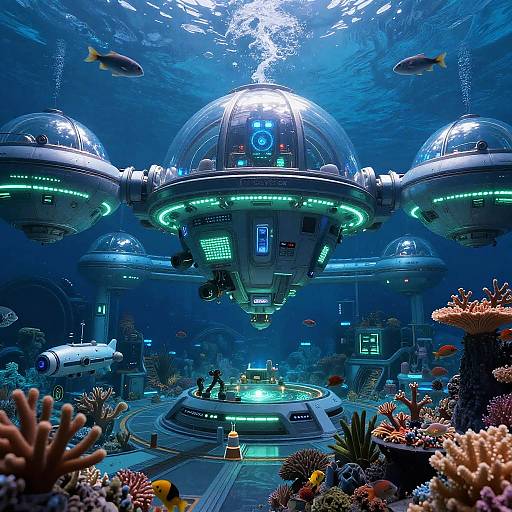 Futuristic Underwater Sci-Fi Facility