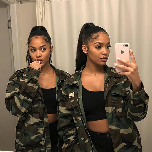 Mirror Selfie in Camouflage Fashion