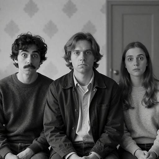 Intimate Black-and-White Portrait of Three