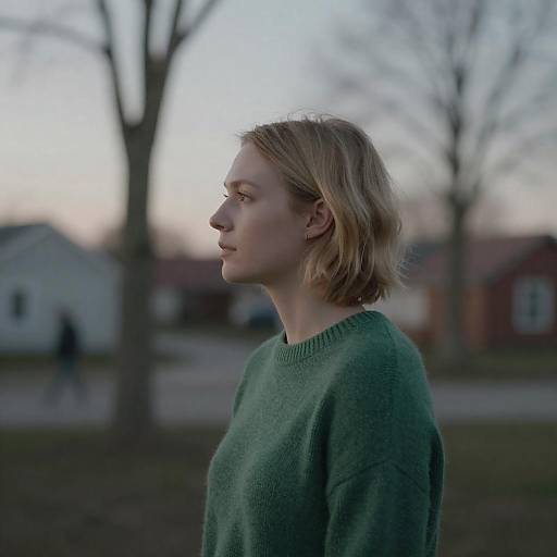 Contemplative Blonde in Dusk Light