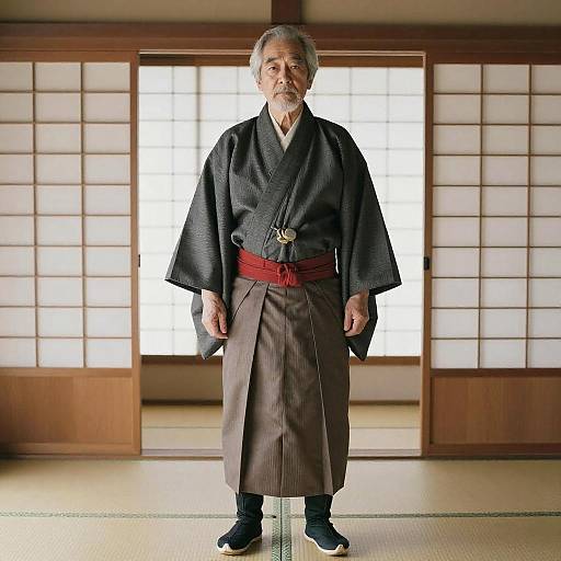 Elderly Japanese Man in Traditional Attire