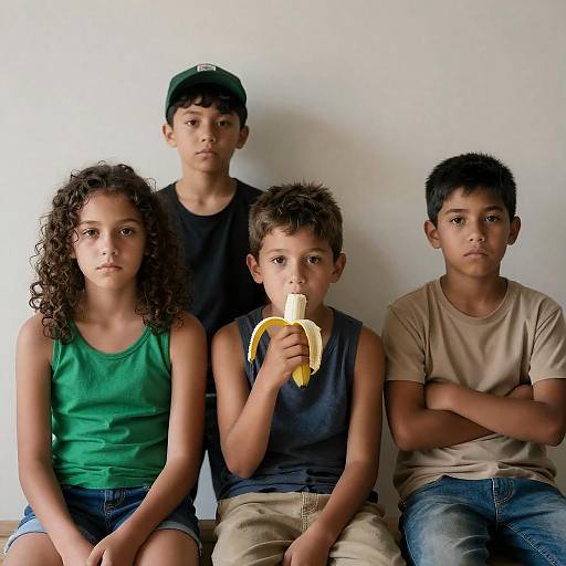 Serious Expressions of Four Children